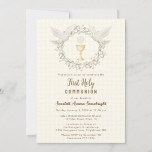 Invitation 015 Colombine Gingham & Chalice Première Communion