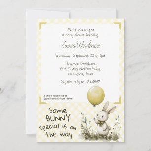 Invitation 015 Jaune Citron • Un Lapin Spécial Baby Shower