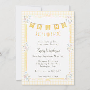 Invitation 016 Marigold Gingham Fleurs Jumelles Baby Shower