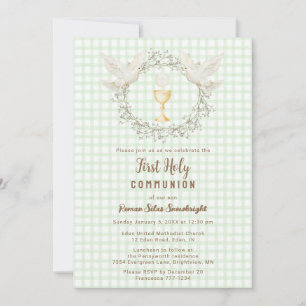 Invitation 018 Colombe de la Paix et Calice Gingham Première