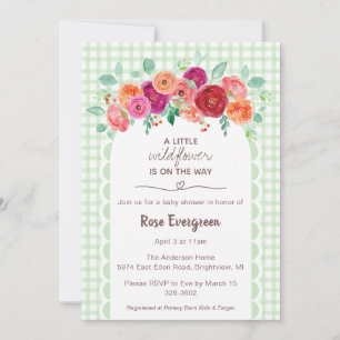 Invitation 018 Gazon Vert Fleur Sauvage Aquarelle Baby Shower