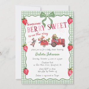 Invitation 019 Gingham de forêt baie douce Baby Shower de fer