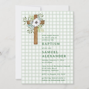 Invitation 019 Rustique de forêt, verdure, croix en bois, bap
