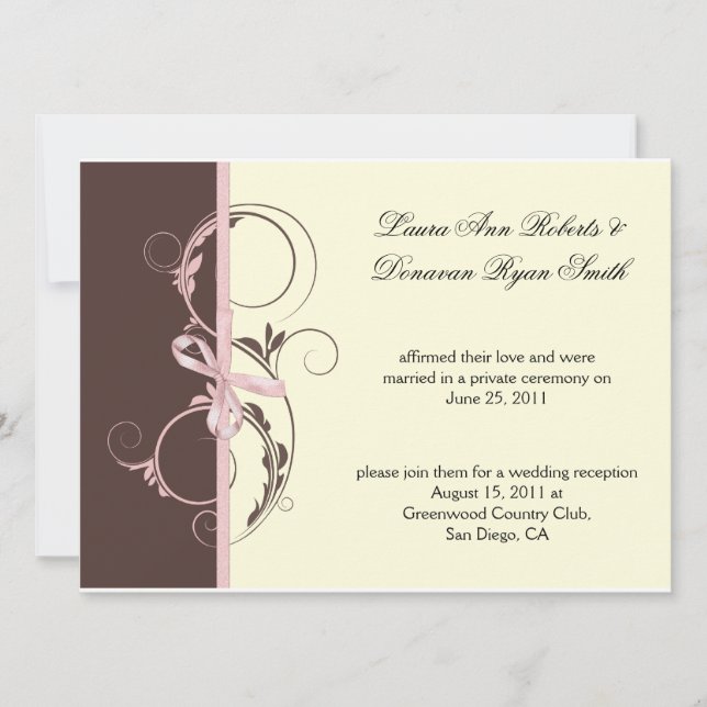 Invitation 01 Crème Brown rose florale torsades Post Weddi (Devant)