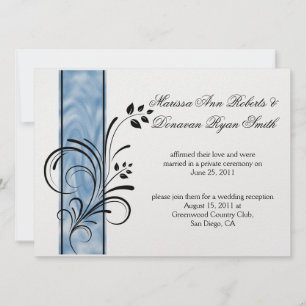Invitation 01 Mariage à bille bleu floral noir