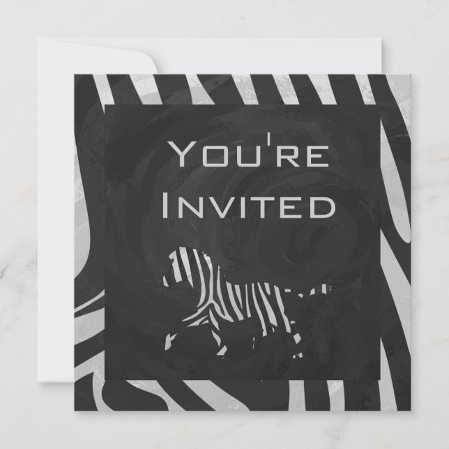 Invitation 01 Zèbre blanc et noir Monogramme (Devant)