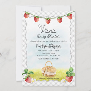 Invitation 020 Gris Fraise Brouillard Pique-Nique Baby Shower
