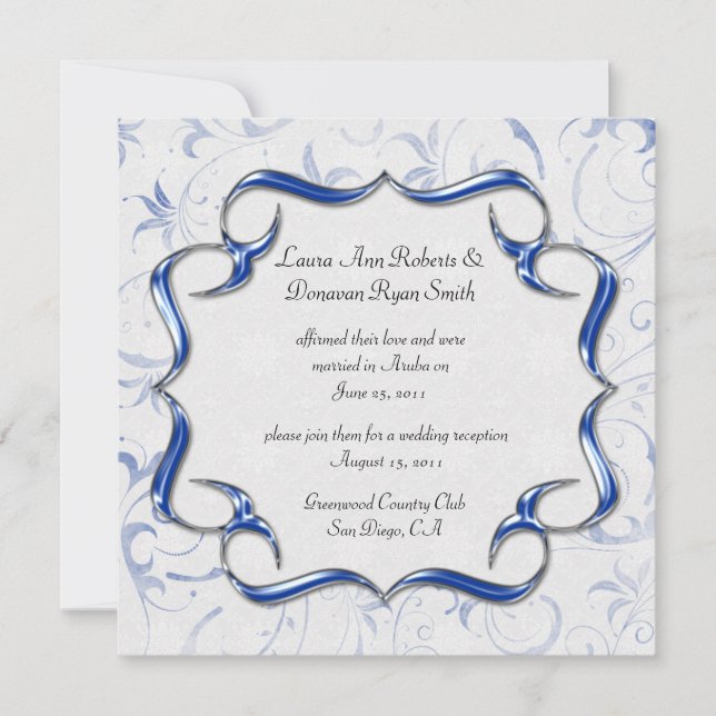 Invitation 02 Mariage Bleu Bleu Royal brillant (Devant)