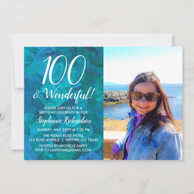 Invitation 100 et merveilleux anniversaire de l'océan Abstrai (Devant)