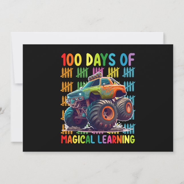 Invitation 100 Jours D'Apprentissage Magique Monster Truck Sc (Devant)