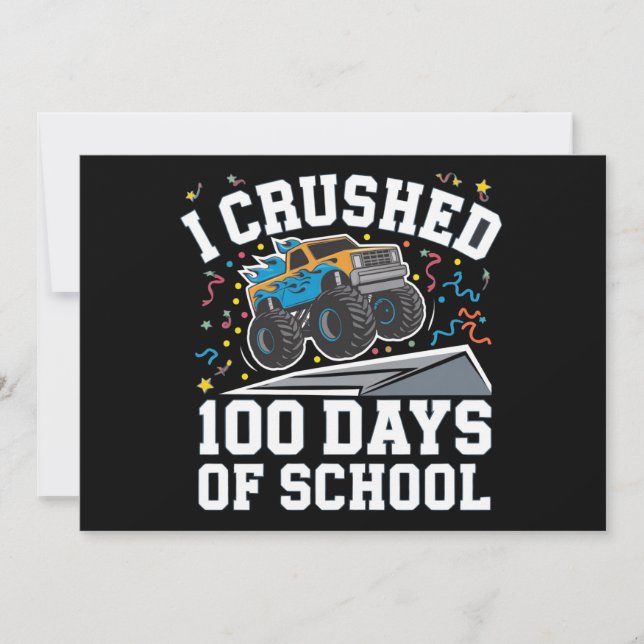 Invitation 100 jours de l'école Monster Camion 100e jour écol (Devant)