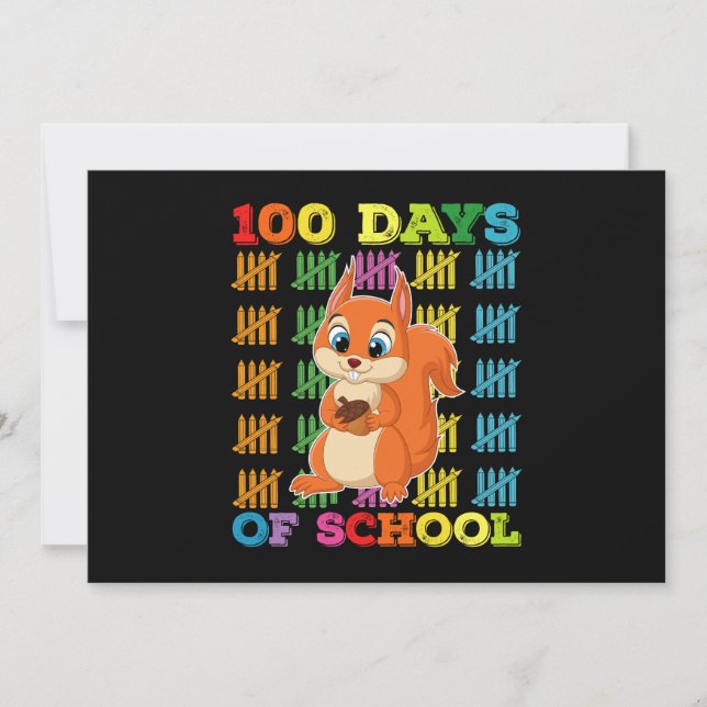 Invitation 100 Jours D'Écureuil Scolaire Enseignant (Devant)