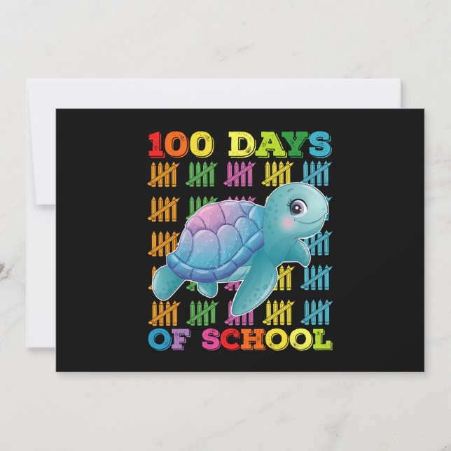 Invitation 100 Jours D'Enseignant De Tortue (Devant)