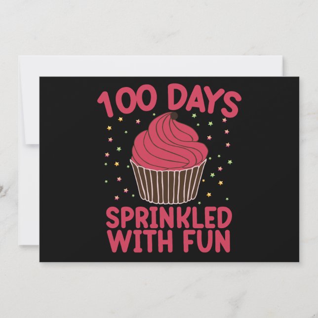 Invitation 100 Jours Parsemés De Fun Cupcake Écolière  (Devant)