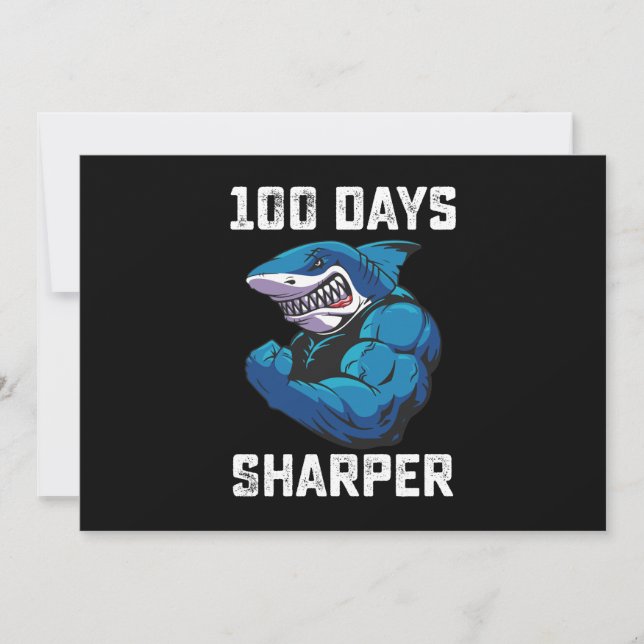 Invitation 100 Jours Sharper Shark 100ème Jour De L'École Gym (Devant)