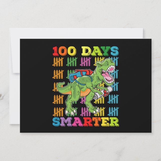 Invitation 100 Jours Smarter T Rex Dinosaur 100e Jour École (Devant)