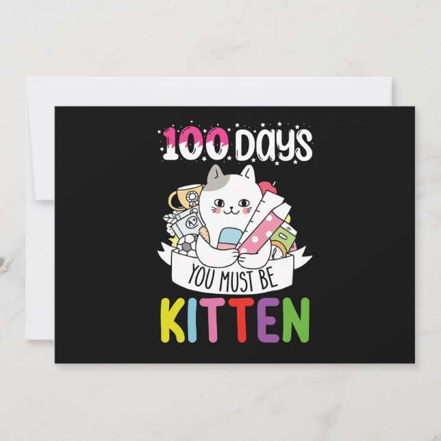 Invitation 100 Jours Vous Devez Être Kitten Chat De L'École (Devant)