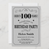 Invitation 100e anniversaire Black and Silver Grey