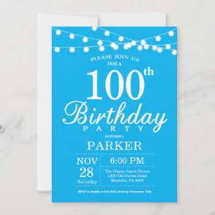 Invitation 100e anniversaire bleu