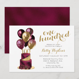 Invitation 100e anniversaire Burgundy Cake