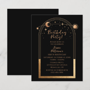 Invitation 100e anniversaire Cent Céleste Or Noir