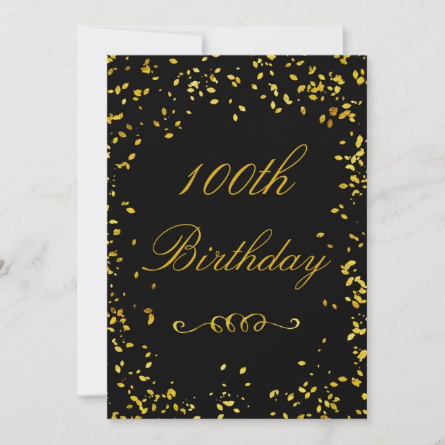 Invitation 100e anniversaire Glamour Gold Confetti (Devant)