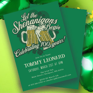 Invitation 100e anniversaire Irish St.Patrick's Day Bière