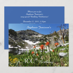 Invitation 100e anniversaire, nom, Montagnes, Fleur sauvage