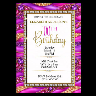 Invitation 100e anniversaire Strata Rose Gold Glam