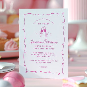 Invitation 100e anniversaire Surprise Party Whimsical Doodle