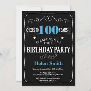 Invitation 100e anniversaire Tableau noir noir ble