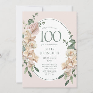 Invitation 100e anniversaire Tropical Floral