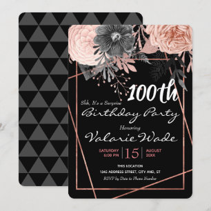 Invitation 100e fête d'anniversaire Suprise rose roses