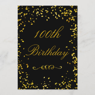 Invitation 100th Confettis fascinants d'or d'anniversaire
