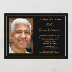 Invitation 100th Le noir des hommes de fête d'anniversaire et