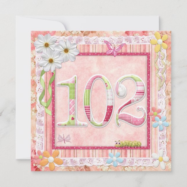 Invitation 102ème anniversaire style scrapbooking (Devant)