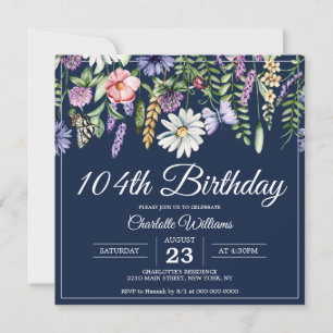 Invitation 104e anniversaire Marine Fleur sauvage Élégante 10