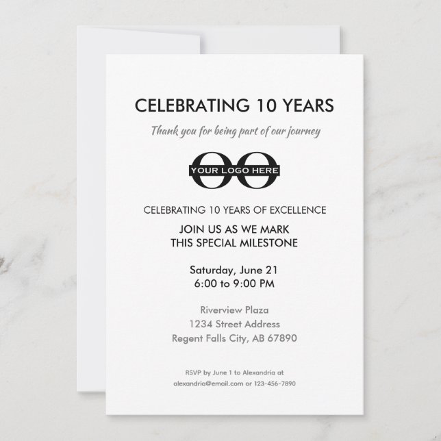 Invitation 10 ans Fête de l'entreprise (Devant)