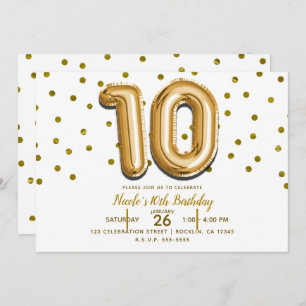 Invitation 10 Confetti 10e anniversaire de la fête des Dix Ba