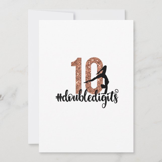 Invitation 10e anniversaire Cadeau double chiffres filles Gym (Devant)
