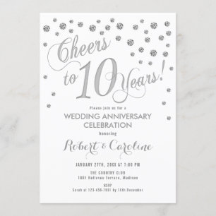Invitation 10e anniversaire de mariage - Argent Bl