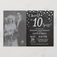 10e anniversaire de mariage Chalkboard Noir Argent
