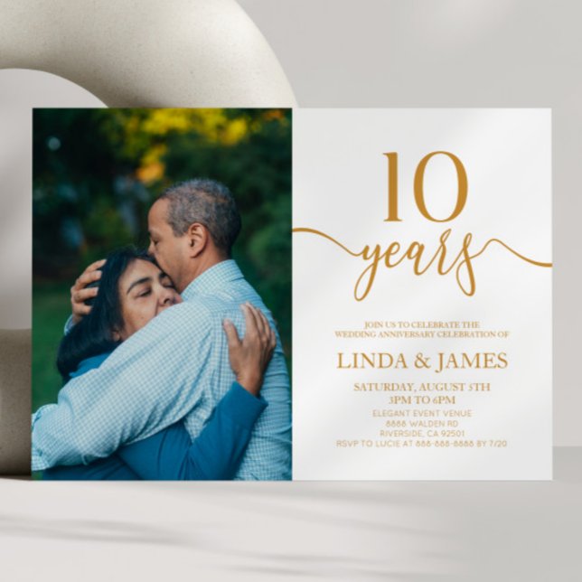 Invitation 10e anniversaire de Mariage de Champagne minimalis (Créateur téléchargé)