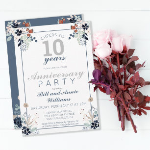 Invitation 10e Anniversaire de Mariage Félicitations pour 10 