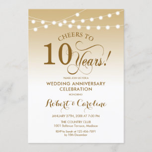 Invitation 10e anniversaire de mariage - Or Blanc