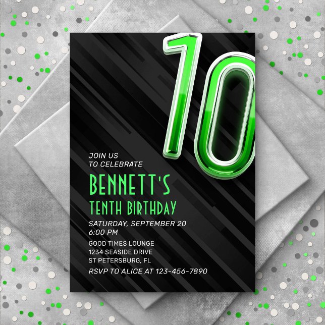 Invitation 10e anniversaire du garçon moderne (Créateur téléchargé)