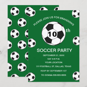 Invitation 10e Anniversaire Fête Football Green Boys Sports