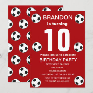 Invitation 10e Anniversaire Fête Football Red Boys Sports