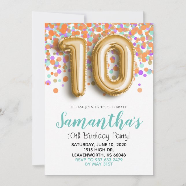 Invitation 10e Anniversaire Monnaie d'Or Orange Co (Devant)