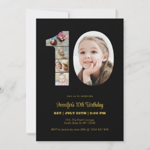 Invitation 10e anniversaire Numéro 10 Photo Collage moderne N